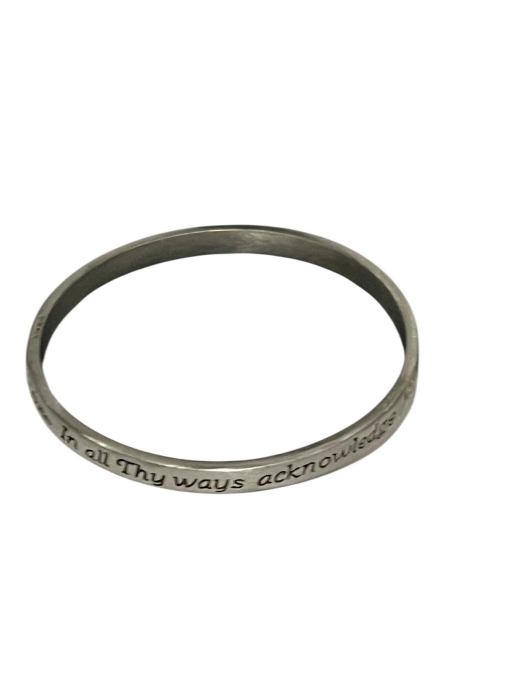 Vintage Pewter Bracelet "In All Thy Ways" bangle engraved with the Proverbs 3:6